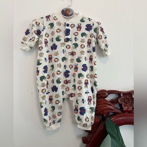 Vintage Primary Colors Football Patterned  Kids One Piece Onesie